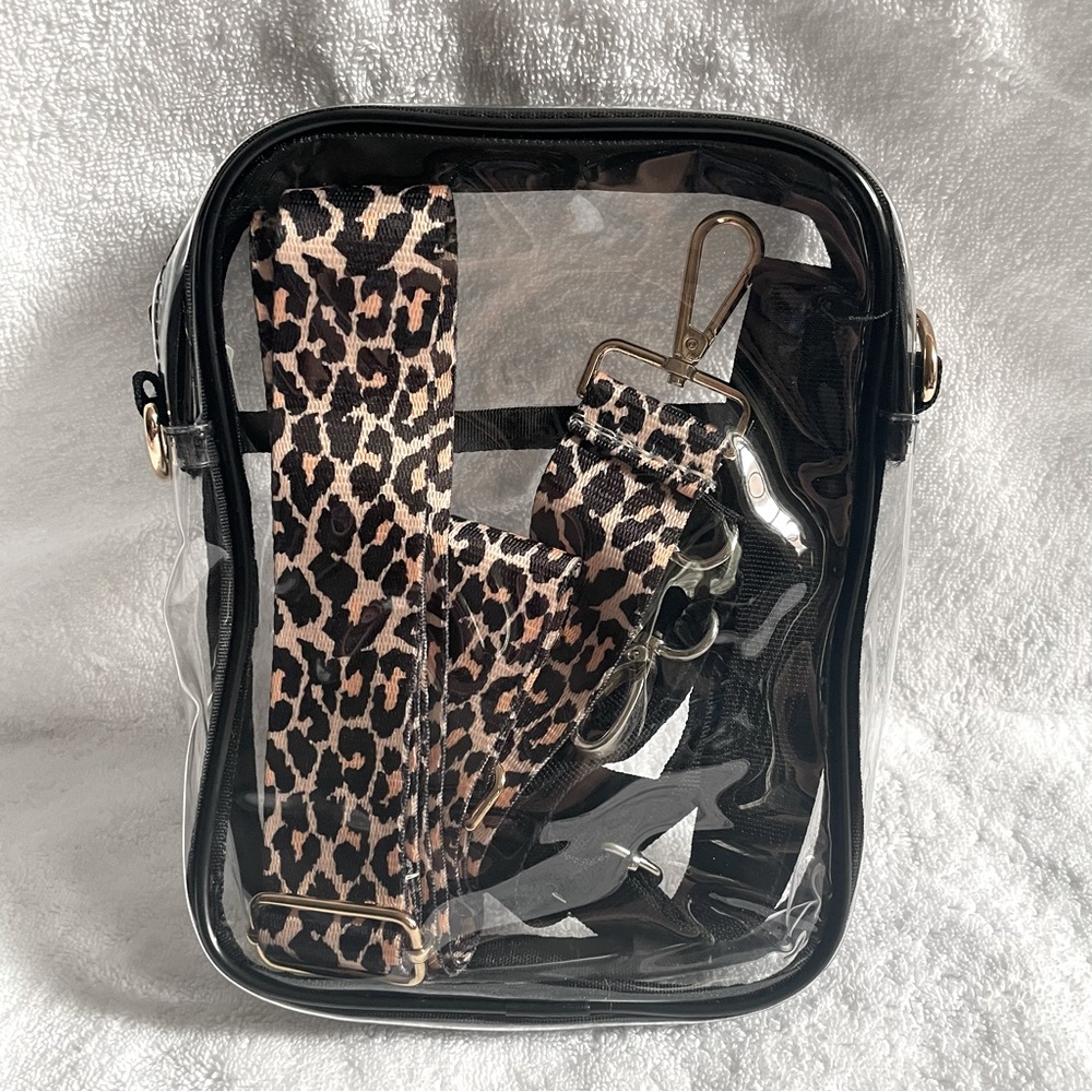 Clear and Black Crossbody Bag with 2 Straps